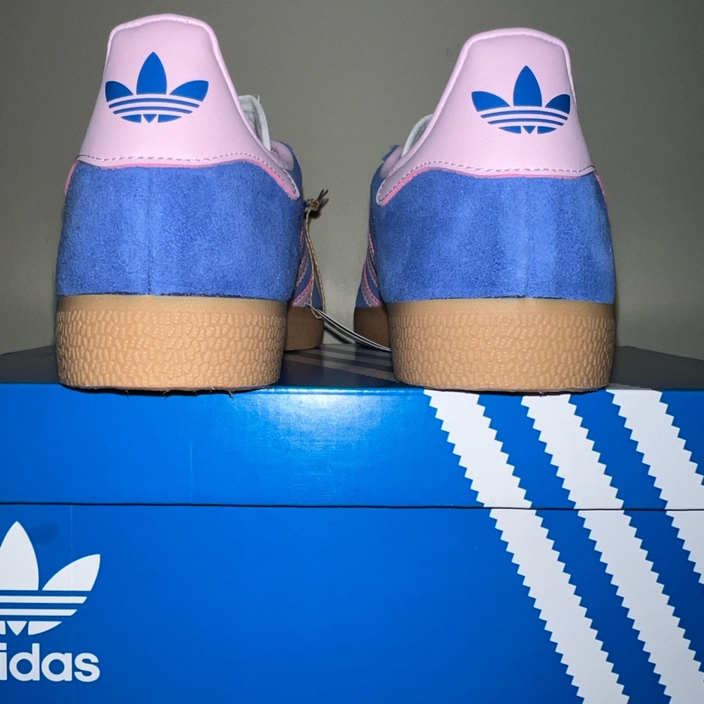 adidas Gazelle Blue and Pink Athletic Shoes - Picture 3 of 6